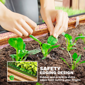 Jardinière d'extérieur surélevée galvanisée avec tuteur en métal, marron
