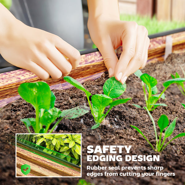 Jardinière d'extérieur surélevée galvanisée avec tuteur en métal, marron