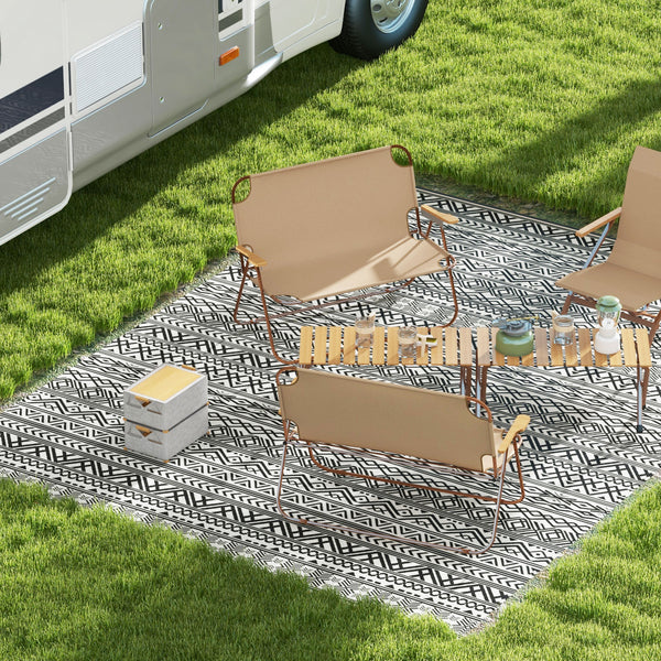 Tapis d'extérieur réversible imperméable en paille plastique