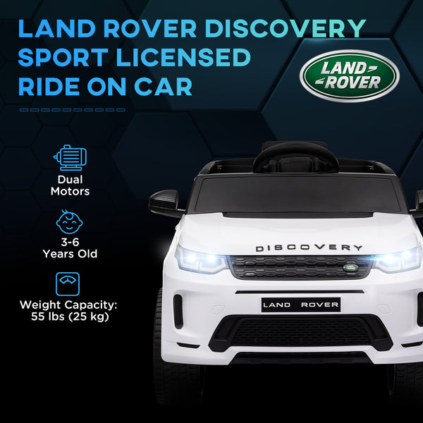 Land Rover Discovery Sport 12 V sous licence avec télécommande, blanc