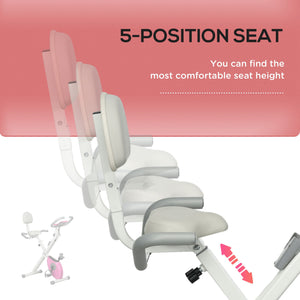 Folding Exercise Bike with 8-Level Silent Magnetic Resistance, Pink