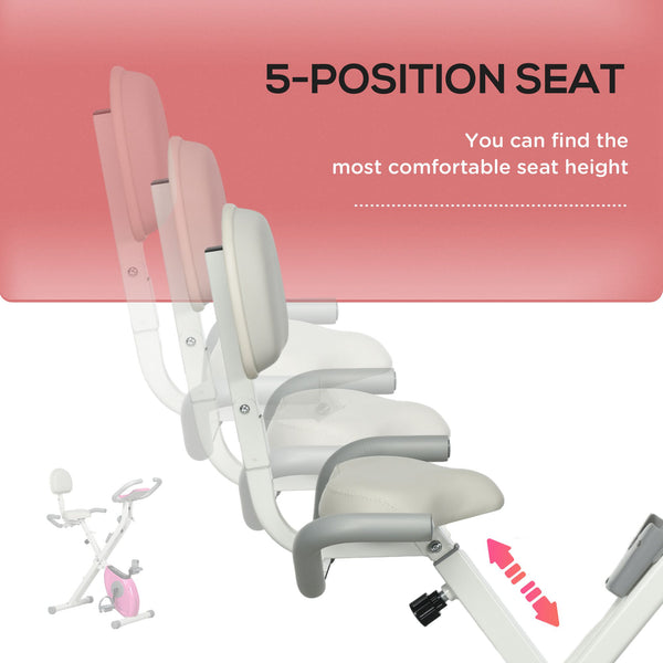 Folding Exercise Bike with 8-Level Silent Magnetic Resistance, Pink