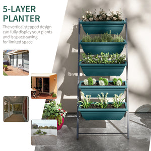 Jardinière surélevée à 5 niveaux avec 5 bacs à plantes, verte