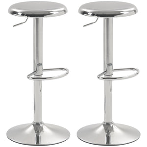 Set of 2 steel bar stools, silver