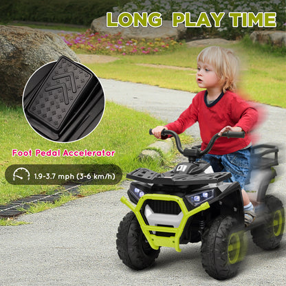 Qaba Kids Mountain Bike, 12V Battery Powered Electric Toy with Spring Suspension, Storage Basket, High &amp; Low Speed, Green