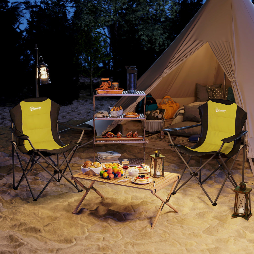 Lot de 2 chaises de camping pliantes à dossier haut avec porte-gobelet