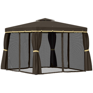 Gazebo 10 x 10 à 2 niveaux avec parois latérales en filet zippées et structure en aluminium