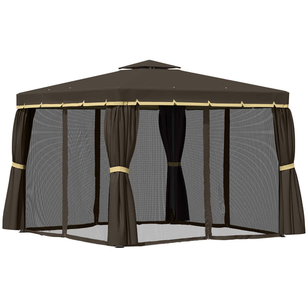 Gazebo 10 x 10 à 2 niveaux avec parois latérales en filet zippées et structure en aluminium