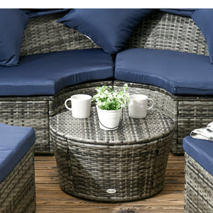 Canapé-lit de jardin 4 pièces avec auvent rétractable, bleu foncé