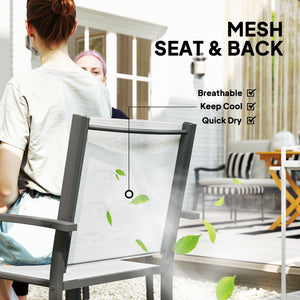 Ensemble de salle à manger d'extérieur 5 pièces avec table ronde et 4 chaises empilables, pour jardin, pelouse, terrasse, balcon et bord de piscine