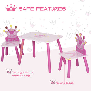 Set of 3 wooden chairs for children from 2 to 4 years old, pink