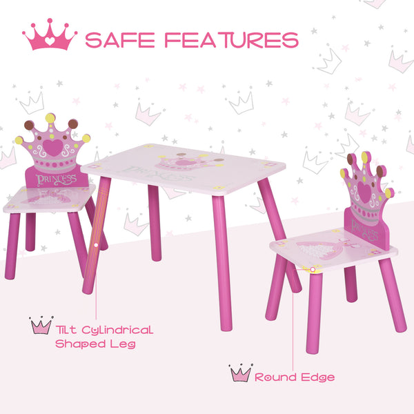 Set of 3 wooden chairs for children from 2 to 4 years old, pink