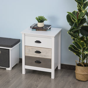 Table d'appoint avec 3 tiroirs, blanc