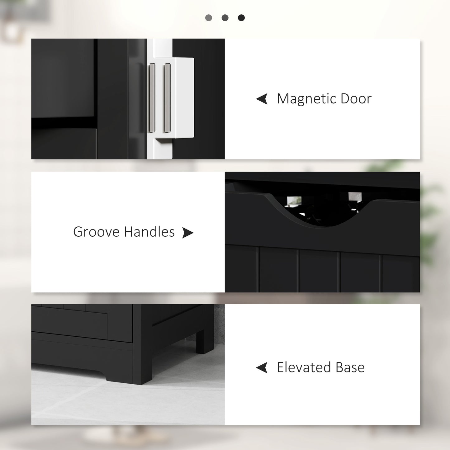 Bathroom Storage Cabinet with Adjustable Shelf and 4 Drawers, Black