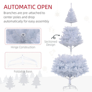 Sapin de Noël artificiel blanc de 6 pieds avec support en métal