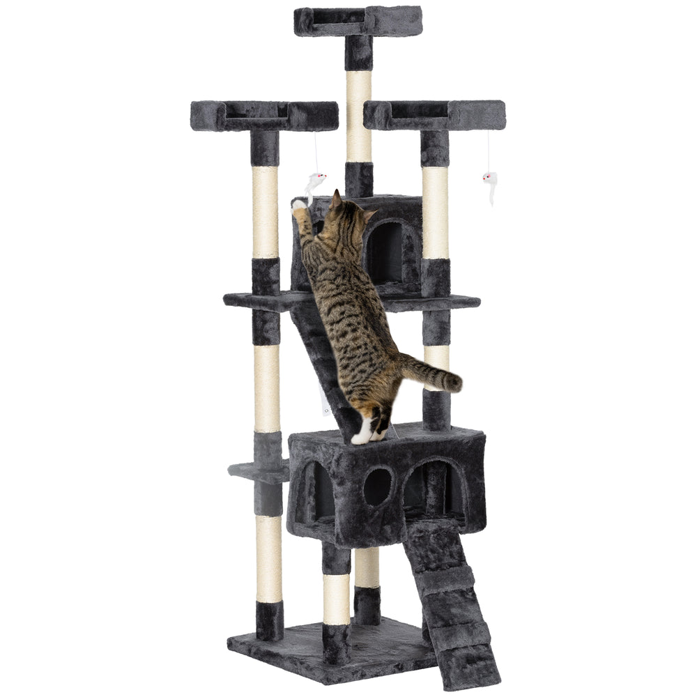Arbre à chat à plusieurs niveaux de 172 cm, gris foncé