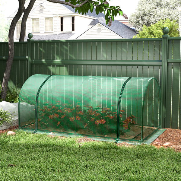 Portable mini greenhouse with zippered doors