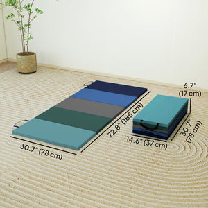 Tapis de gymnastique pliable de 1,8 m avec poignées de transport, multicolore