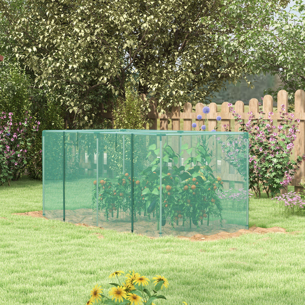 Plant protection tent with zippered door, green