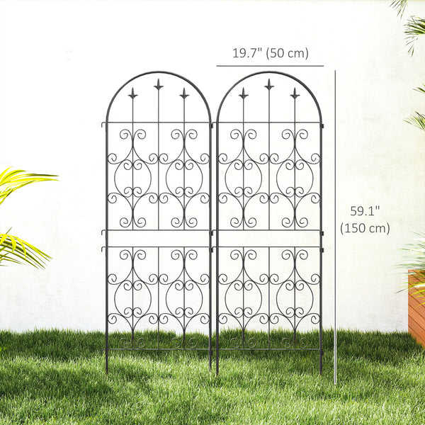 Ensemble de 2 treillis de jardin en métal, noir