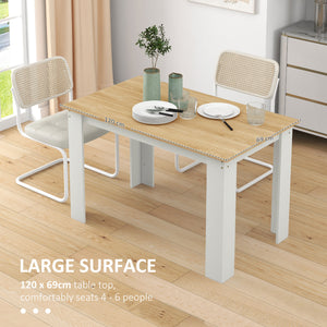 Table de cuisine pour 4 à 6 personnes, table à manger avec plateau plaqué, chêne