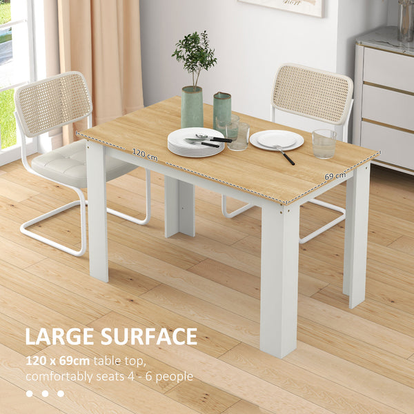 Table de cuisine pour 4 à 6 personnes, table à manger avec plateau plaqué, chêne