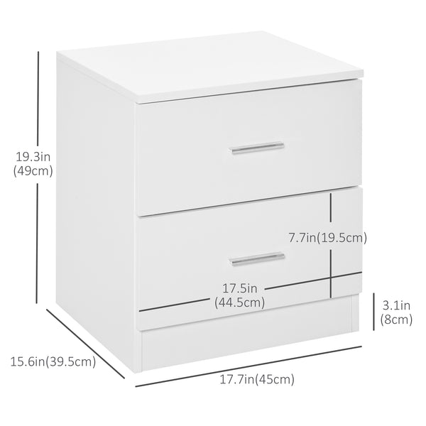 Table de chevet avec 2 tiroirs blanche