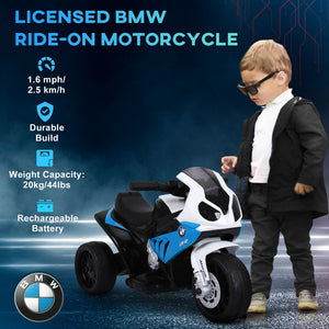 Moto pour enfants BMW 6 V avec phare, musique, cadeau pour garçons et filles - Bleu
