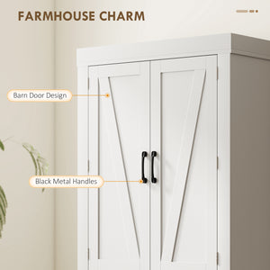 Meuble de rangement style campagnard avec 4 portes de grange, blanc