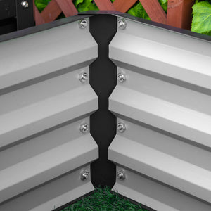 Raised vegetable garden with galvanized steel frame, grey