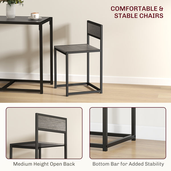 Ensemble table et chaises de salle à manger, style industriel, pour 2 personnes, idéal pour les petits espaces.