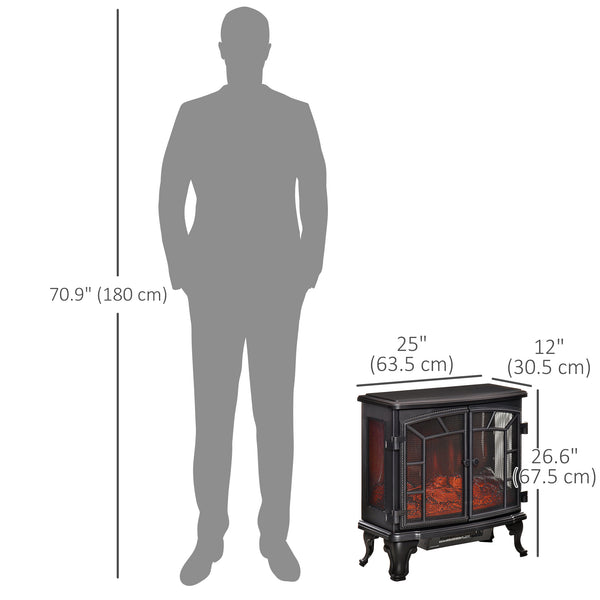 Cheminée électrique avec effet de flamme réaliste de 750 W/1 500 W, noir