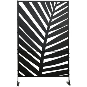 Paravent d'extérieur en métal avec support et vis d'expansion, motif feuille de bananier