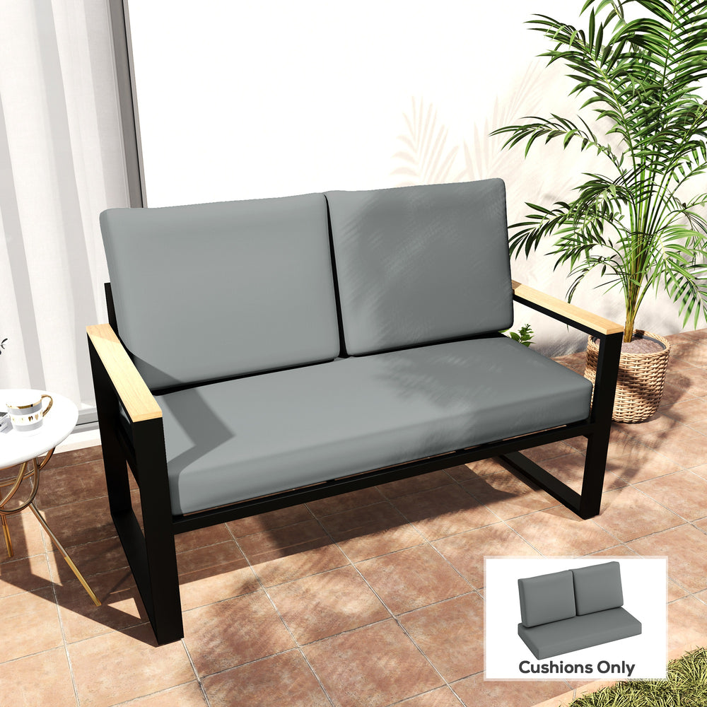 2 Seater 5" Thick Outdoor Seat Cushions with 7" Backrest, Loveseat Outdoor Furniture Cushions, Fade-Resistant Replacement Patio Cushions for Indoor Outdoor, Light Grey