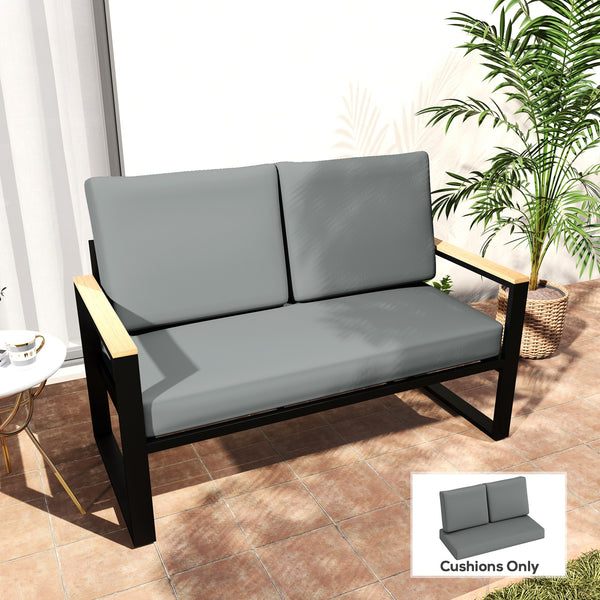 2 Seater 5" Thick Outdoor Seat Cushions with 7" Backrest, Loveseat Outdoor Furniture Cushions, Fade-Resistant Replacement Patio Cushions for Indoor Outdoor, Light Grey