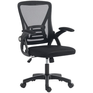 Chaise de bureau en filet à accoudoirs relevables, noire