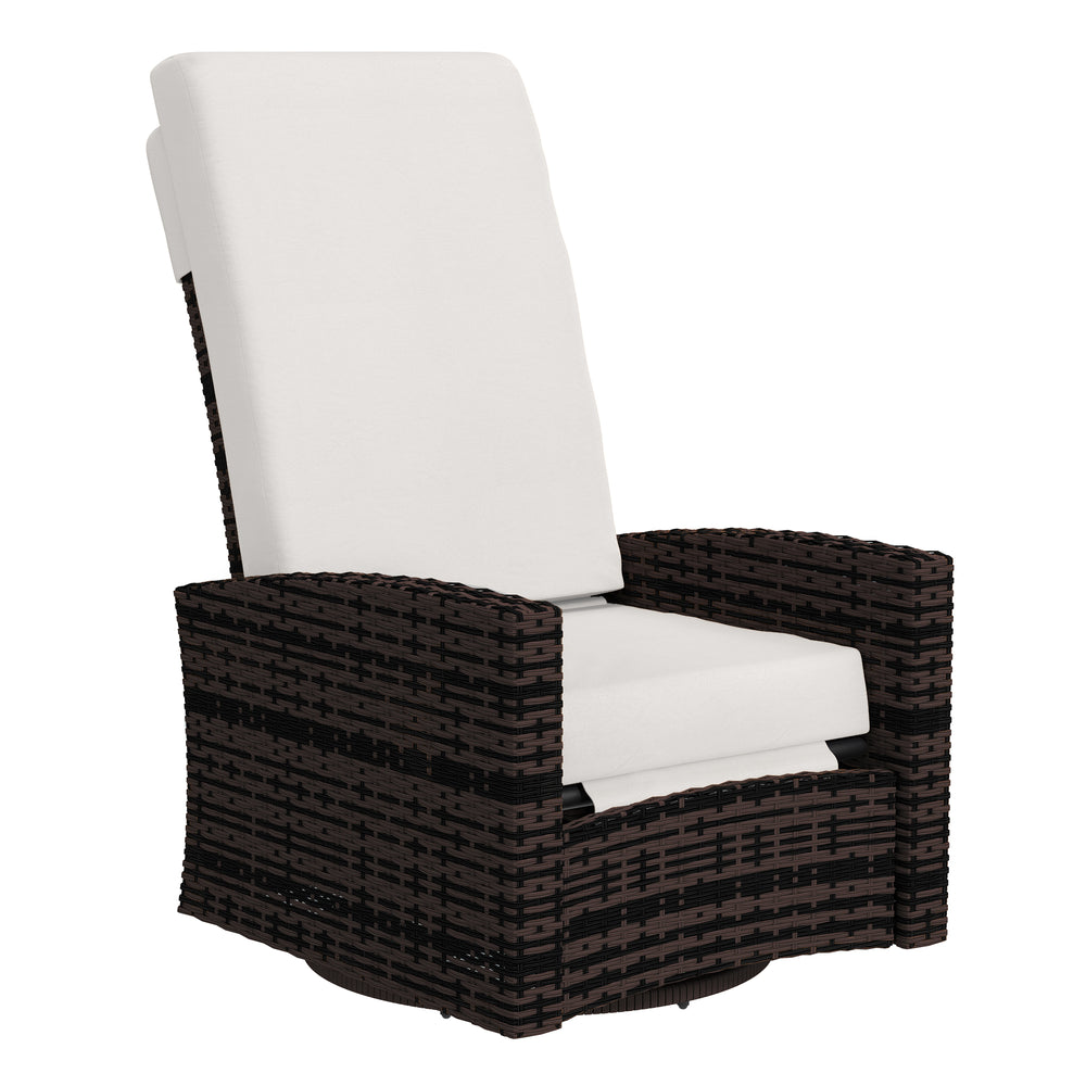 Fauteuil de jardin en rotin tressé avec repose-pieds et coussin moelleux