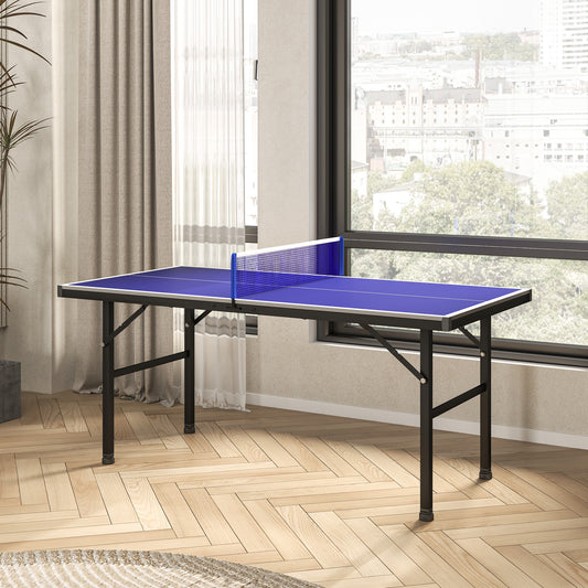 Soozier 5' x 2.5' Ping Pong Table with Professional UV Treated Top, Foldable Table Tennis Table with Adjustable Legs and Net for Outdoor and Indoor, 