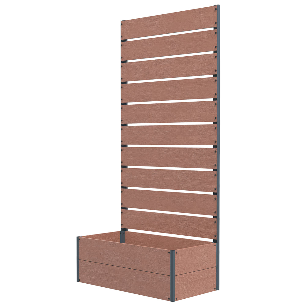 Raised planter with trellis for climbing plants, light brown 