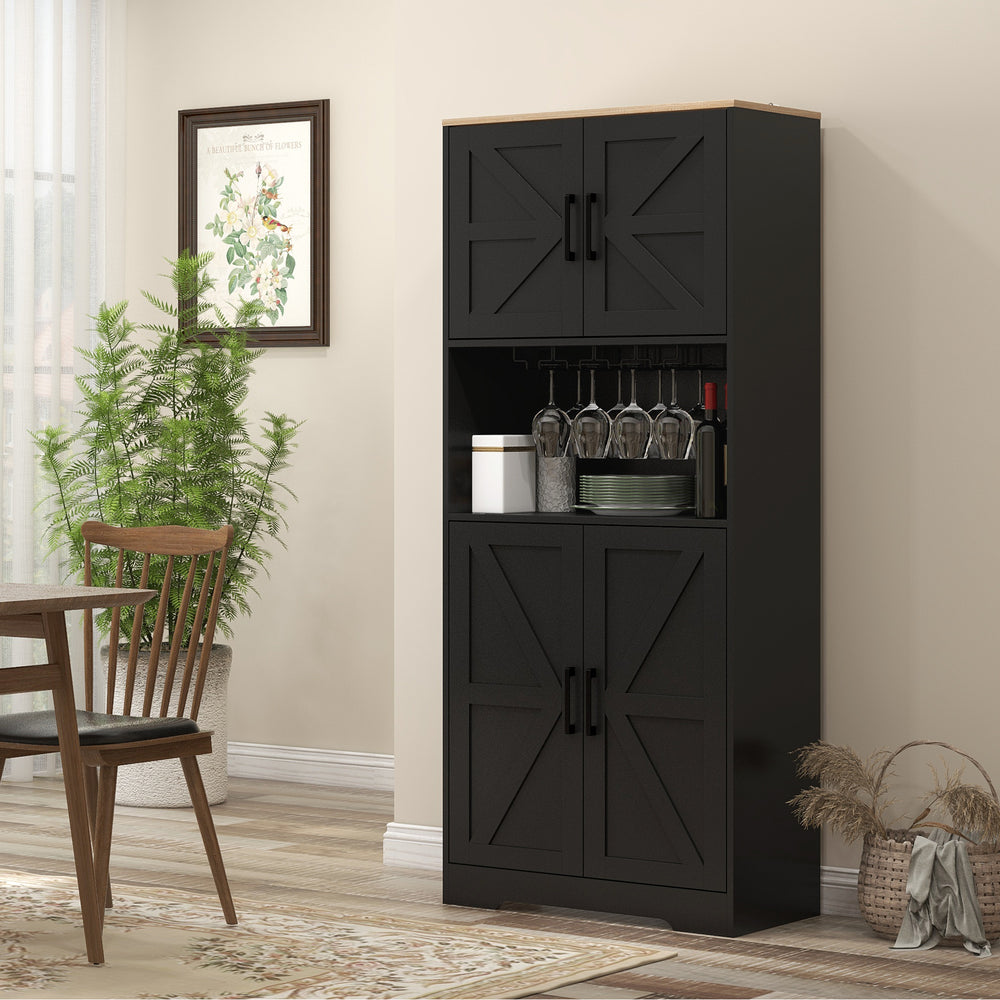 Garde-manger avec rangement pour coupe à vin, noir