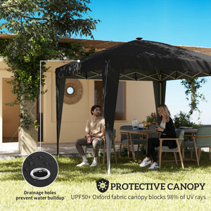 Abri pliant 10 x 10 avec éclairage central, protection UPF 50+, télécommande, noir