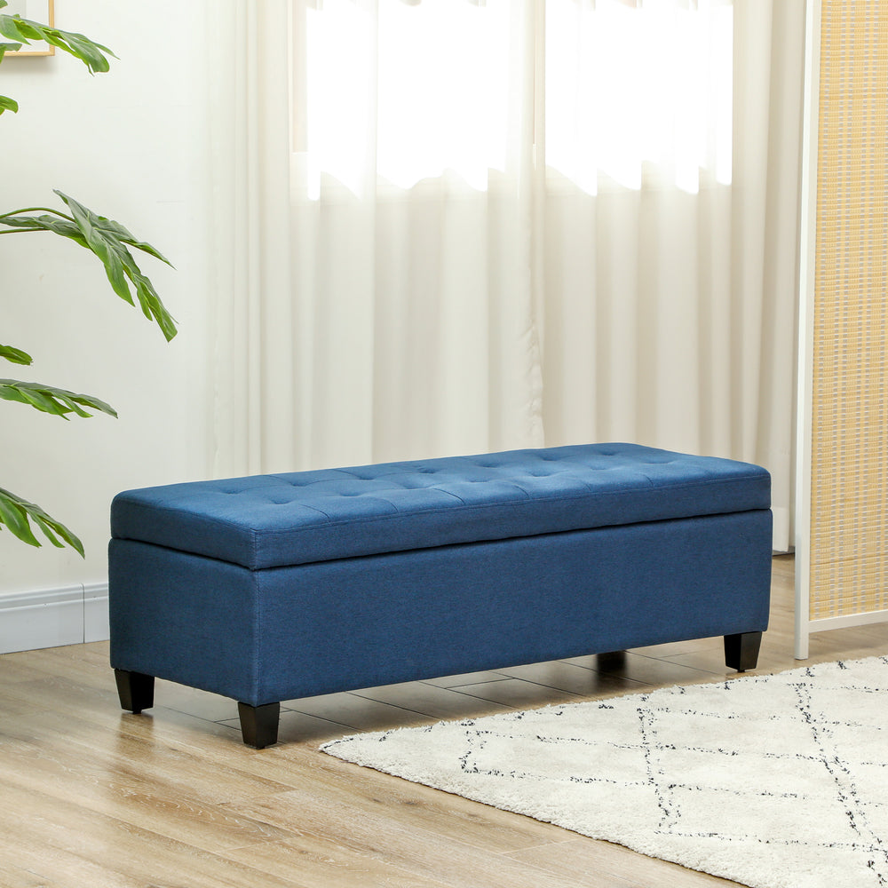 Banc d'entrée rectangulaire capitonné, bleu