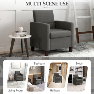 Fauteuil en tissu avec coussin d'assise et patins antidérapants, gris foncé