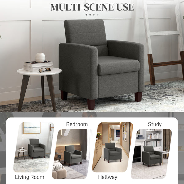 Fauteuil en tissu avec coussin d'assise et patins antidérapants, gris foncé