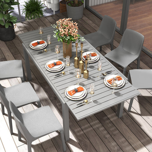 Table à manger d'extérieur Outsunny en aluminium pour 6 à 8 personnes, table de patio extensible pour jardin, pelouse et balcon, gris anthracite