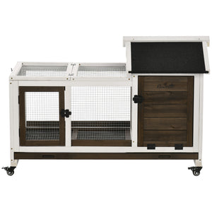 Cage à lapin avec roues, rampe, enclos et bac pour intérieur et extérieur