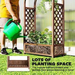 Jardinière surélevée avec treillis en arche, bois brun foncé