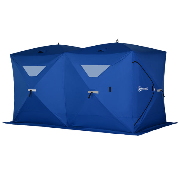 Foldable ice fishing shelter for 5 to 8 people, portable ice fishing tent, blue