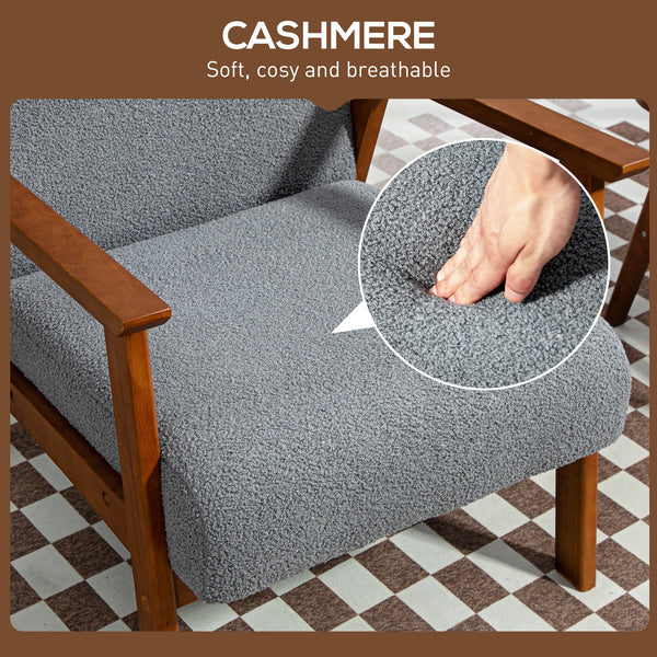 Fauteuil de salon avec assise large et rembourrage épais, gris