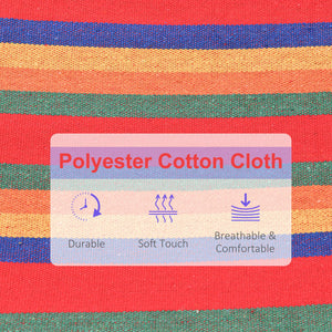 Cotton Hammock Portable Soft Swing Sleeping w/ Headrest & Side Pocket Deluxe Swing Chair for Beach, Yard, Bedroom, Patio, Porch, Indoor, Outdoor, Rainbow Stripes